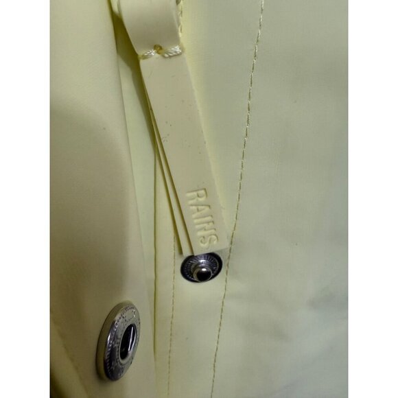 RAINS Women's Curve Raincoat Yellow Zipper Snap Trench Belted Waterproof Flawed - Picture 9 of 14